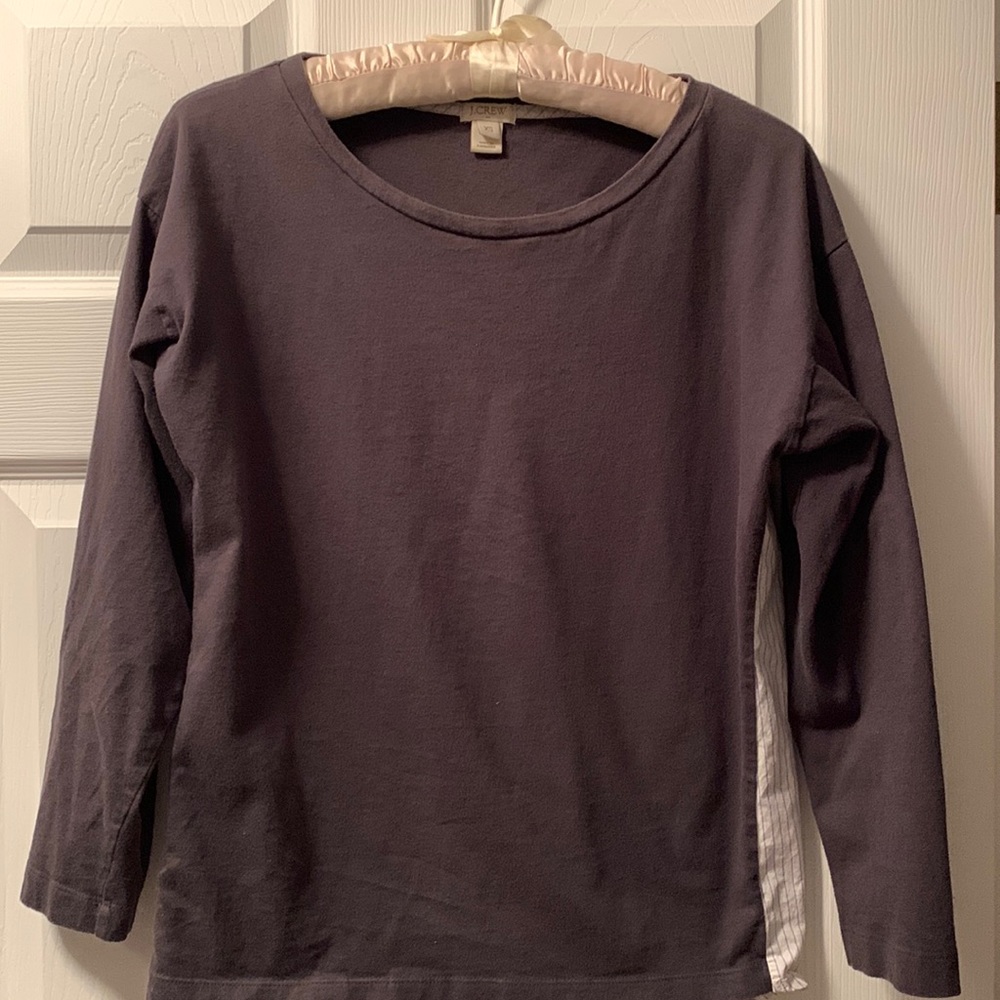 J Crew Gray Top with Pinstripe White Back, XS
